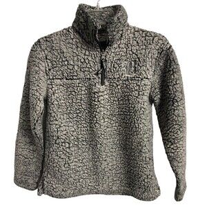 Boxer Craft  Youth Size Medium Gray Jacket Fleece 1/4 Zip Sherpa Pullover